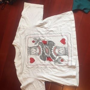 A white graphic tee